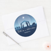 Religious Christmas Bible Verse Nativity Scene ラウンドシール (封筒)
