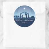 Religious Christmas Bible Verse Nativity Scene ラウンドシール (バッグ)