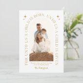 Religious Christmas Family Photo Minimalist Gold シーズンカード (スタンド正面)