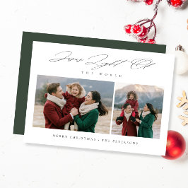 Religious Christmas Light of the World Green Photo シーズンカード