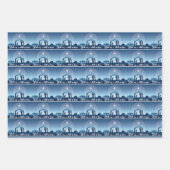 Religious Christmas Nativity Scene Blue ラッピングペーパーシート (正面3)
