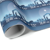 Religious Christmas Nativity Scene Blue ラッピングペーパー (ロールコーナー)