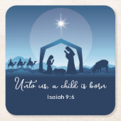 Religious Christmas Nativity Scene Church Party スクエアペーパーコースター (正面)