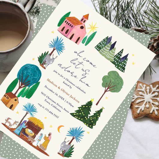 Religious Christmas Nativity Scene Party 招待状