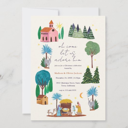 Religious Christmas Nativity Scene Party 招待状 (正面)