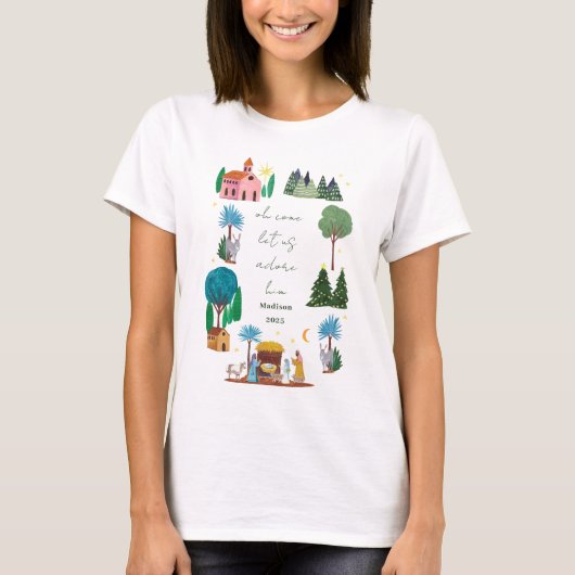 Religious Christmas Nativity Scene  Tシャツ (正面)