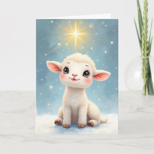 Religious Christmas The Lion and the Lamb and Star カード (正面)