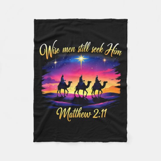 Religious Christmas Wise Men Still Seek Him 3 King フリースブランケット (正面)