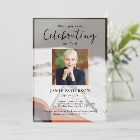 Religious Cross Celebration of Life Photo Funeral 招待状 (スタンド正面)