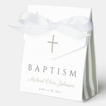 Religious Cross Dusty Blue Script Boy Baptism 