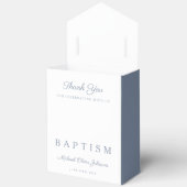Religious Cross Dusty Blue Script Boy Baptism  フェイバーボックス (見開き)