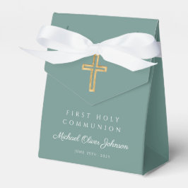 Religious Cross Green Boy First Communion フェイバーボックス