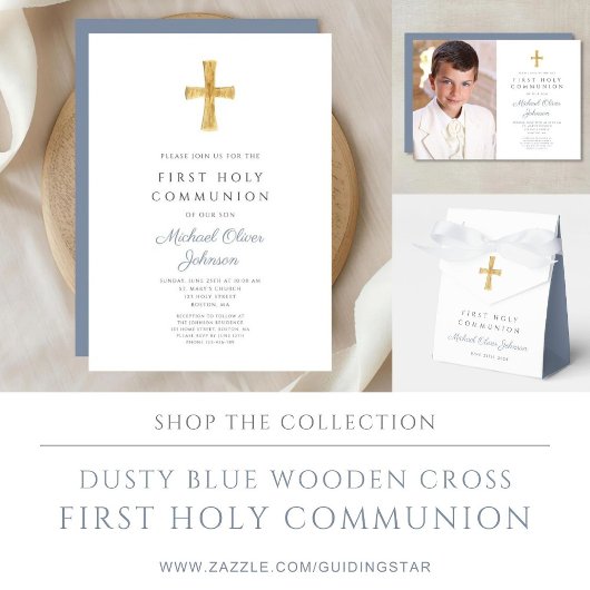 Religious Dusty Blue Boy First Communion Welcome アクリルサイン