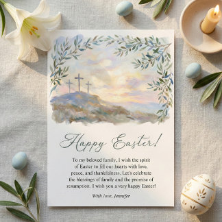 Religious Easter Cross Watercolor Christian シーズンカード