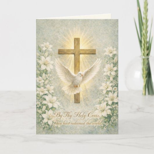 Religious Easter Scripture Lilies Cross シーズンカード (正面)
