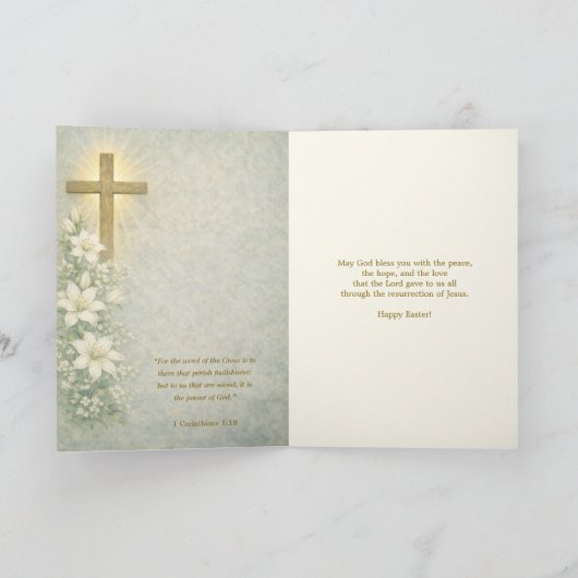 Religious Easter Scripture Lilies Cross シーズンカード (内部)
