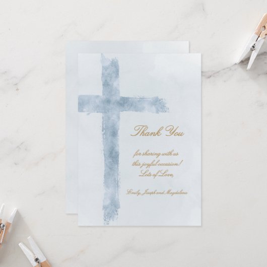 religious event blue cross thank you Card カード (正面/裏面インサイチュ)