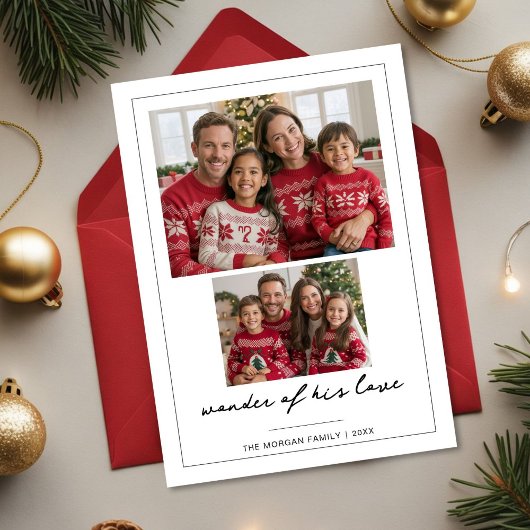 Religious Family Christmas Card Wonder of His Love シーズンカード