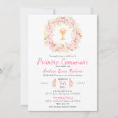 Religious First Communion Cute Wreath and Chalice 招待状 (正面)