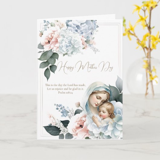 Religious Floral Mothers Day Prayer カード (黄色い花)