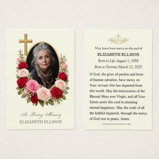 Religious Funeral Memorial Photo Prayer  (正面&裏面)