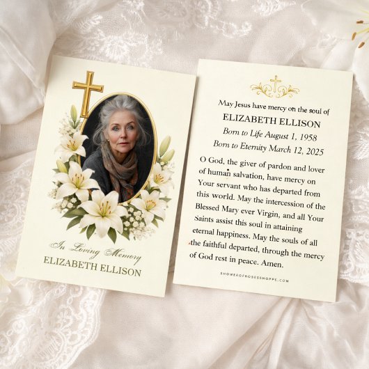 Religious Funeral Memorial Photo Prayer 