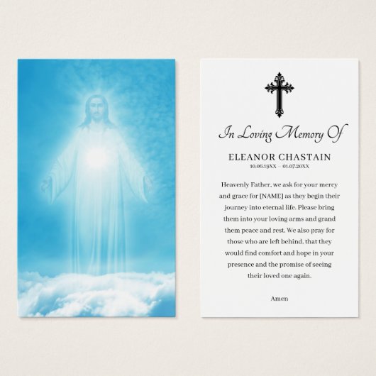 Religious Funeral Sympathy Memorial Prayer Cards (正面&裏面)