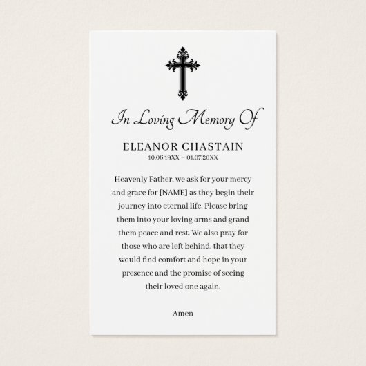 Religious Funeral Sympathy Memorial Prayer Cards (裏面)