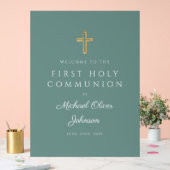 Religious Green Boy First Communion Welcome アクリルサイン (ウェディング)