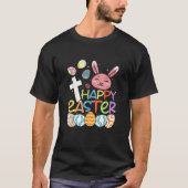 Religious Happy Easter Bunny Rabbit Eggs Jesus Cro Tシャツ (正面)