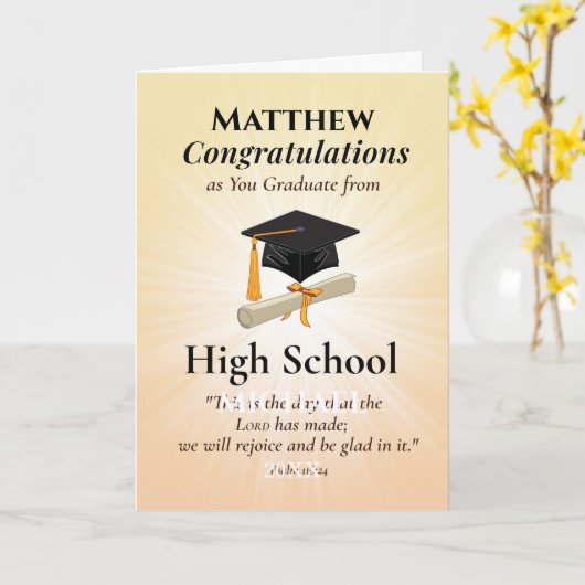 Religious High School Graduation Name Starburst カード (黄色い花)