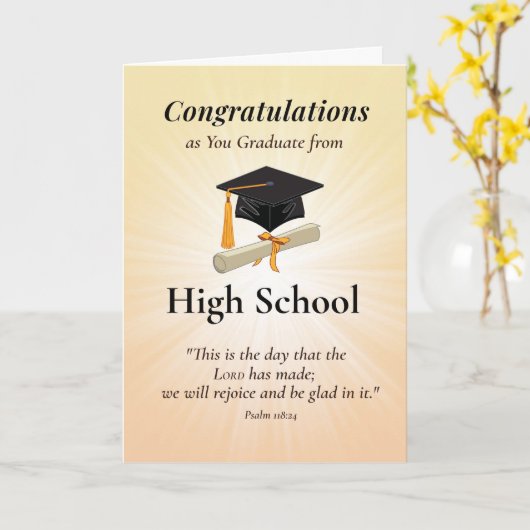 Religious High School Graduation Scripture Congrat カード (黄色い花)