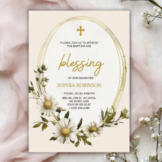 Religious invitation card with floral design  招待状