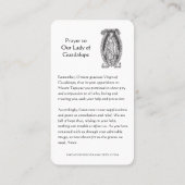 Religious Lady of Guadalupe Catholic Holy Prayer プレイスカード (裏面)