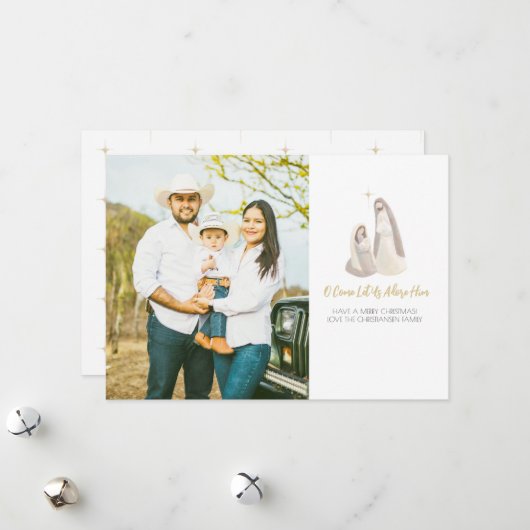 Religious Nativity 1 Photo Christmas Card シーズンカード (正面/裏面インサイチュ)