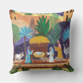 Religious Nativity Scene Glory to God Christmas クッション (裏面)