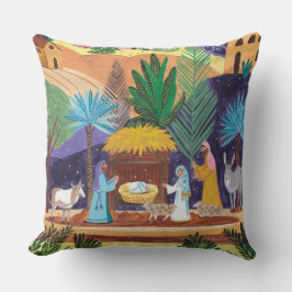 Religious Nativity Scene Glory to God Christmas クッション