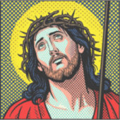 Religious Pop Art Crown of Thorns Halftone Comic P シール (正面)
