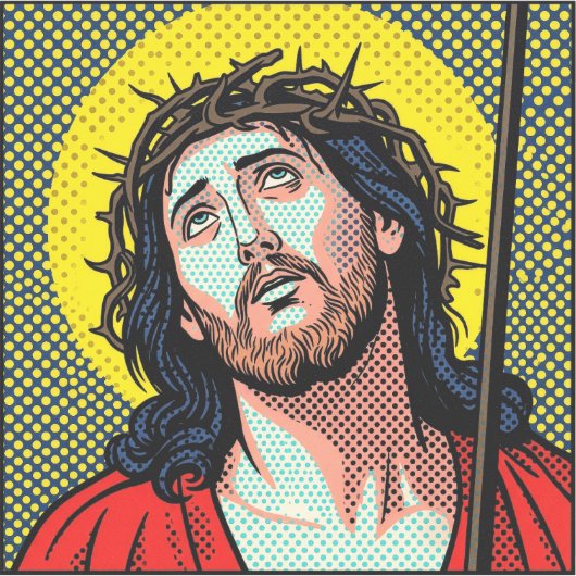 Religious Pop Art Crown of Thorns Halftone Comic P シール (正面)