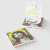 Religious Pop Art Crown of Thorns Halftone Comic P ストーンコースター (横)