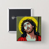 Religious Pop Art Crown of Thorns Halftone Comic P 缶バッジ (正面&裏面)