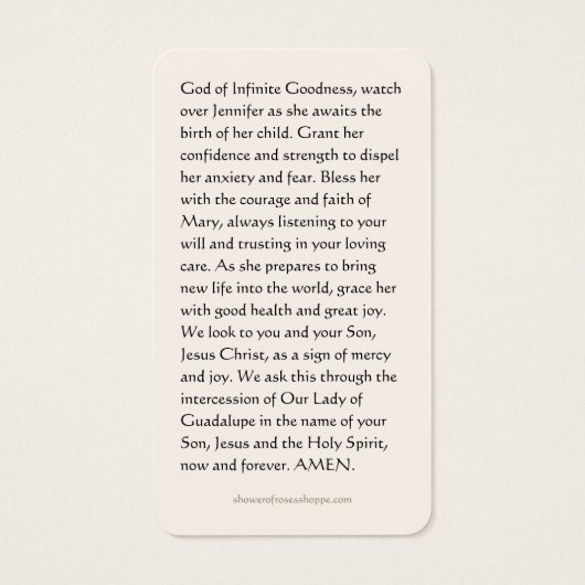 Religious Pregnancy Prayer Guadalupe Catholic  (裏面)