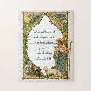 Religious Proverbs 3:5 Scripture Jesus Shepherd ジグソーパズル