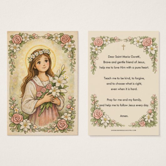 Religious St. Maria Goretti Prayer Floral (正面&裏面)