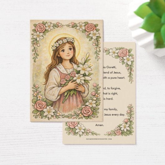 Religious St. Maria Goretti Prayer Floral (デスク)