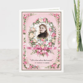 Religious St. Therese Vintage Pink Roses Prayer カード