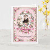 Religious St. Therese Vintage Pink Roses Prayer カード (黄色い花)