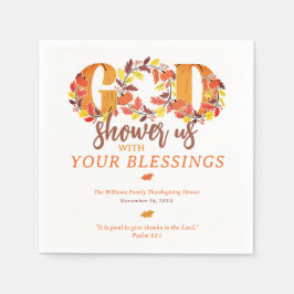 Religious Thanksgiving Dinner Faith Bible Quote スタンダードカクテルナプキン