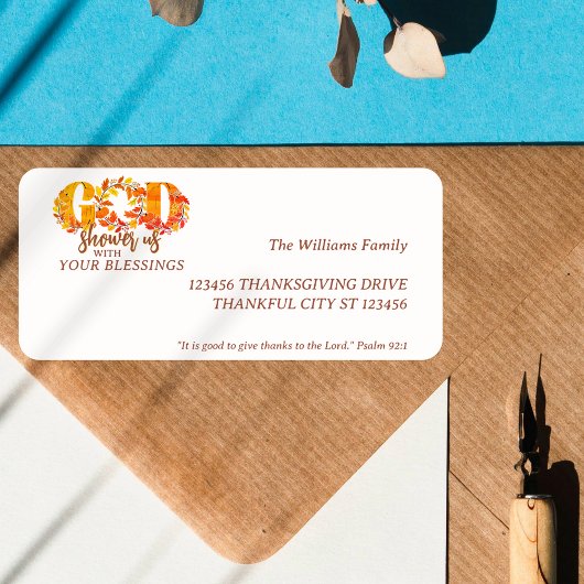 Religious Thanksgiving Dinner Faith Bible Quote ラベル