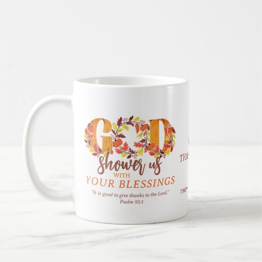 Religious Thanksgiving Faith Bible Quote コーヒーマグカップ (左)